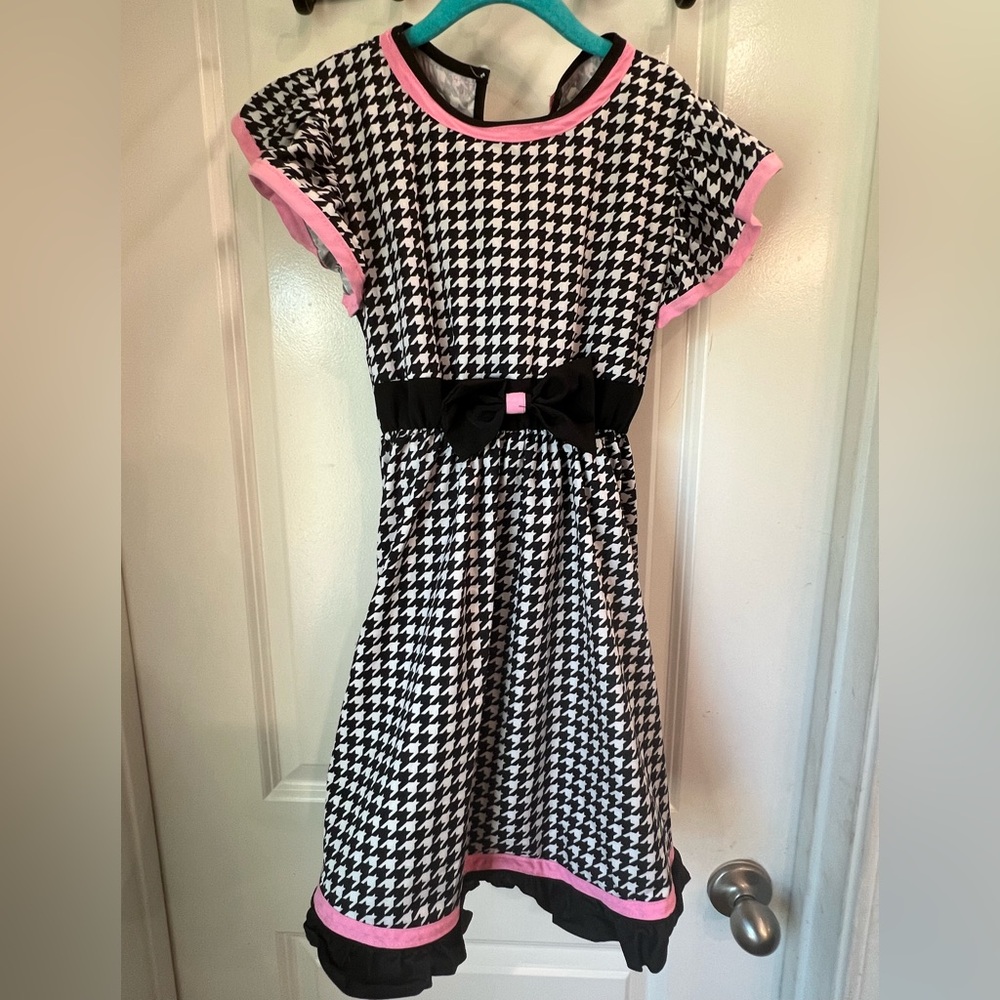 Stylish Black and White Kids Dress with Pink Accents